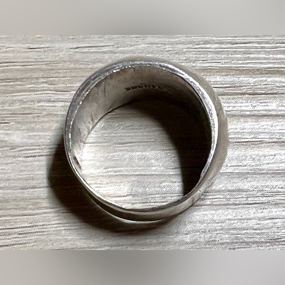 Vintage Frank Ramone Sterling Silver Shadow Box Turquoise Ring, Size 6, 5.5g - Picture 6 of 10